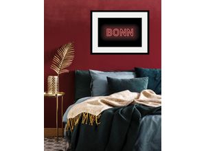 4049009839057 - Bild QUEENCE BONN LIGHTS Bilder Gr B H 50 cm x 40 cm Wandbild Städte Querformat 1 St rot Bild Kunstdruck Bilder mit Rahmen