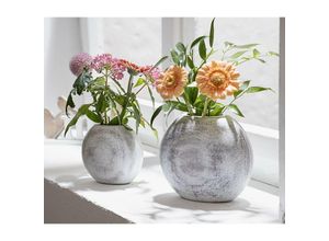 4260757272891 - Dekoleidenschaft - 2x Dekovase White mdf weiß im Shabby Look für Trockenblumen Vasenset bauchige Vase Blumenvase