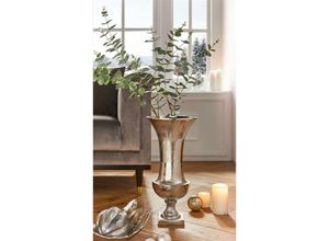 4260757278923 - Dekoleidenschaft - Vase Maison 49 cm hoch aus Aluminium in silber im Antik Look große Bodenvase Blumenvase Dekovase