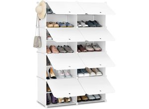 4063425159841 - Schuhregal mit 8 Fächern Schuhaufbewahrung für 32 Paar Schuhe Schuhschrank für Flur Wohnzimmer Schlafzimmer Schuhorganizer mit Türen aus