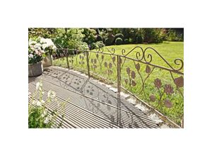 4260430248120 - Dekoleidenschaft - Steckzaun Blume aus Metall braun 57x45 cm Dekozaun Gartenzaun Beetzaun Beeteinfassung Zierzaun