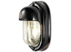 4255596706256 - Licht-erlebnisse - Wandlampe Keramik Glas h 24 cm Schwarz Shabby Antik E27 Maritim Keramikleuchte