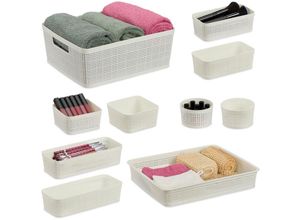 4052025869793 - Relaxdays - Schubladen Organizer 10-tlg Set Schubladeneinsatz versch Größen Ordnungssystem Kunststoff Trennbox weiß