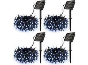 6219466711403 - 4 Stück Solar Lichterkette Aussen Weiß 50 LED 7M Solar Christmas Lights Outdoor Waterproof Solar Powered with 8 Modes solarlichterkette Wetterfest