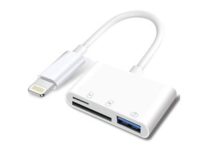 9328872116096 - Lightning USB-Kamera-Adapter auf SD- und TF-Karte für iPhone iPad 3-in-1-Kartenleser USB-Dongle für USB-Flash-Laufwerk Tastatur Maus Midi-Hub