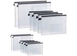 4052025259044 - Relaxdays - 12 x Dokumententasche din A4 & A5 Reißverschluss Schlaufe Dokumentenmappe Reise Begleitpapiertasche pvc klar