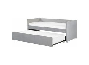 4251682259132 - Beliani - Tagesbett Hellgrau Samtstoff 90x200 cm mit Lattenrost Modern Glamour für Gästezimmer für Kinderzmmer