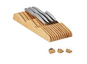 4052025907785 - Messerblock Schublade ohne Messer liegend Bambus für 11 Messer hbt 5x145x40 cm Schubladeneinsatz natur - Relaxdays