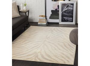 0888473817413 - Teppich Kurzflor Wohnzimmer Boho Zebra Design Grau und Beige 160 x 220 cm - Surya