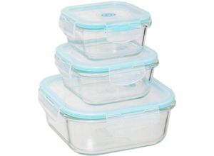 3560237546575 - 3 kleine quadratische aufbewahrungsdosen clipeat glas - blau - 5five