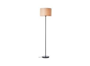 4004353394799 - Lampe Romm Standleuchte 1flg holz hell schwarz 1x A60 E27 52W Mit Fußschalter - schwarz - Brilliant