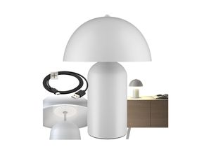 4061173261533 - tectake® Akku-Tischlampe Retro-Pilzdesign im 70er-Jahre-Stil indirektes Licht Touchschalter inkl Ladekabel 25 x 34 cm