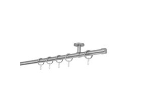 4066866156592 - Gardinenstange auf Maß 20mm Cap 1-lauf Vorhangstange Deckenträger 4cm Stilgarnitur mit Ringen für Vorhänge - Edelstahl-Optik - 270cm 4066866156592 - Gardinenstange auf Maß 20mm Cap 1-lauf Vorhangstange Deckenträger 4cm Stilgarnitur mit Ringen für Vorhänge - Edelstahl-Optik - 270cm