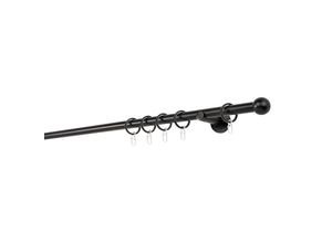 4066866104661 - Ondeco - Gardinenstange auf Maß 20mm Ball 1-lauf Vorhangstange Wandträger 65cm Stilgarnitur mit Ringen für Vorhänge - Schwarz - 110cm 4066866104661 - Ondeco - Gardinenstange auf Maß 20mm Ball 1-lauf Vorhangstange Wandträger 65cm Stilgarnitur mit Ringen für Vorhänge - Schwarz - 110cm