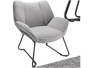 4061173268884 - tectake®- Lounge-Sessel - Rundsessel - Teddy-Sessel - Polstersessel - Bouclé-Polsterung - Plüsch-Lesesessel - Skandinavischer Stil - hellgrau