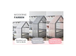 4251105976417 - TiCAA Hausbett mit Tüll Kim 90x200 cm 100x200 cm 120x200 cm 140x200 für Jungen & Mädchen inkl Rolllattenrost Rausfallschutz variabel Montessori Bett Hellgrau aus Kiefer Massivholz 4251105976417 - TiCAA Hausbett mit Tüll Kim 90x200 cm 100x200 cm 120x200 cm 140x200 für Jungen & Mädchen inkl Rolllattenrost Rausfallschutz variabel Montessori Bett Hellgrau aus Kiefer Massivholz