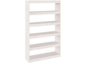 8720286609248 - Bonnevie - Bücherregal RaumteilerBücherschrank Weiß 100x30x1675 cm Massivholz Kiefer vidaXL