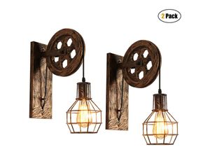 6407971259552 - 2er Wandleuchte Innen Vintage Wandlampe mit Eisen Käfig Wall Beleutung im Stil Industrial für Wohnzimmer Schlafzimmer - Bronze