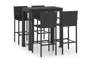 8720286247464 - 5-tlg Garten-Bar-Set mit Armlehnen，Gartenmöbel Set Poly Rattan Schwarz vidaXL