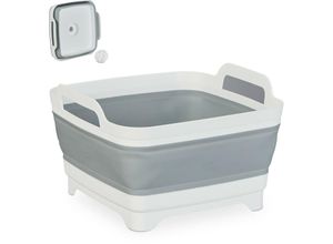4052025447694 - Spülschüssel mit Ablauf faltbares Waschbecken 9 l Abwaschschüssel Camping HxBxT 20 x 31 x 31 cm weiß-grau - Relaxdays 4052025447694 - Spülschüssel mit Ablauf faltbares Waschbecken 9 l Abwaschschüssel Camping HxBxT 20 x 31 x 31 cm weiß-grau - Relaxdays
