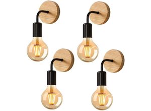 0699925253594 - Goeco - 4 Stück Wandleuchte Innen Holz Retro Wandlampe E27 Basis Für Schlafzimmer Wohnzimmer Flur Diele