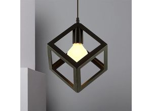 6091162318311 - Pendelleuchte Würfel 1 Flammig Hängelampe im Stil Industrial Kreativ Kronleuchter mit Metall Käfig E27 Edison Birne für Wohnzimmer Esszimmer Küche