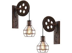 6091162321731 - Axhup - 2er Wandleuchte Innen Vintage Wandlampe mit Eisen Käfig Wall Beleutung im Stil Industrial für Wohnzimmer Schlafzimmer - Rost