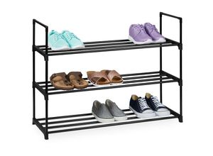 4052025891145 - Schuhregal Stecksystem 3 Ebenen für 12 Paar Schuhe hbt 67 x 905 x 305 cm Schuhständer Metall schwarz - Relaxdays