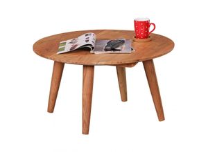 4250950239111 - WOHNLING Couchtisch Massivholz Akazie Wohnzimmertisch rund Ø75 x 40 cm Beistelltisch mit 4 Beine