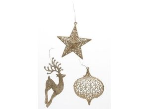 4250965958410 - Baumbehang MYFLAIR MÖBEL & ACCESSOIRES Hirsch Stern Zwiebel Weihnachtsdeko Christbaumschmuck Dekohänger Gr B H 12 cm x 17 cm goldfarben Deko-Hänger Weihnachtsbaumschmuck Weihnachtsdekoration Wanddekoration Dekohänger