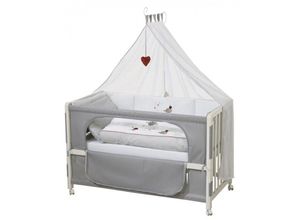 4005317275307 - Roba Beistell- und Kinderbett komplett 60 x 120 cm Room Bed Adam & Eule weiß grau