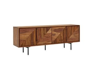 4251757703768 - WOHNLING TV Schrank 140x54x33 cm Lowboard Holz Fernsehkommode Fernsehschrank