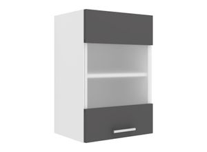 4051814423307 - Küchenschrank Breite 40 cm Matt Glastür Hängeschrank Küche Küchenmöbel Esilo (Farbe Weiß   Anthrazit)