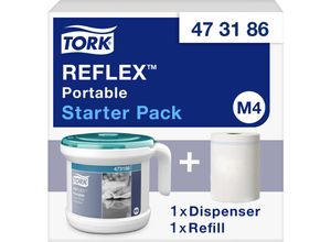 7322540953916 - 473186 Reflex™ Papierhandtuchspender Kunststoff Weiß Türkis 1 St - Tork