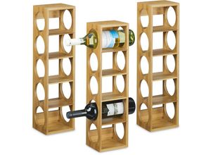 4052025243845 - 3x Weinregal Bambus Flaschenhalter 5 Fächer Holzregal für Wein Flaschenregal modern HxBxT 53 x 14 x 12 cm natur