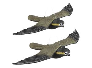 4052025252410 - 2er Set Vogelschreck Falke fliegender Greifvogel als Vogelscheuche Raubvogel Attrappe Vogel lebensgroß mehrfarbig