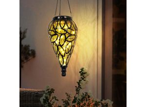 9007371508150 - Solarlampen für Außen hängend Gartendeko für draußen Hängeleuchte Balkon antik Akku IP44 Wetterfest Metall schwarz amber 15x LED 3200K DxH 9007371508150 - Solarlampen für Außen hängend Gartendeko für draußen Hängeleuchte Balkon antik Akku IP44 Wetterfest Metall schwarz amber 15x LED 3200K DxH