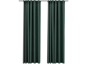 8720286020166 - 2er-Set Verdunkelungsvorhänge，Verdunkelung Gardinen Haken Leinenoptik Grün 140x245 cm vidaXL