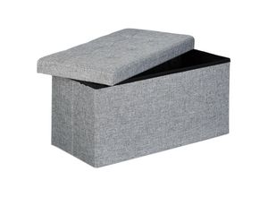 4052025046637 - Faltbare Sitzbank xl mit Stauraum Sitzcube mit Fußablage Sitzwürfel als Aufbewahrungsbox 38x76x38 cm grau - Relaxdays