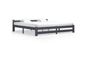 8720286290088 - Vidaxl - MassivholzbettSchlafzimmerbettDoppelbett Dunkelgrau Kiefer 200x200 cm