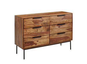 4251757703836 - WOHNLING Kommode 117x80x42 cm Holz Massiv Sideboard Anrichte Schubladenkommode