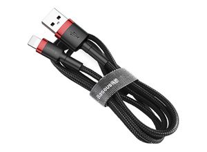 6953156274983 - Baseus Cafule Kabel strapazierfähiges Nylonkabel USB   Lightning QC30 24A 1M schwarz-rot (CALKLF-B19)