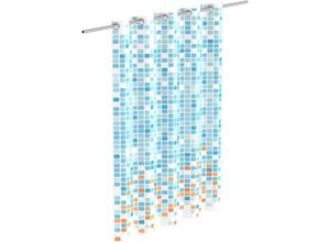 9002560799203 - Eisl - Textil Duschvorhang Motiv mosaik blau orange (180x200 cm) waschbarer Antischimmel Vorhang blickdichter Vorhang Dusche - Blau