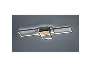 4017807441208 - Defibrico - Große led Deckenleuchte tucson Holz & Schwarz Switch Dimmer 104x42cm