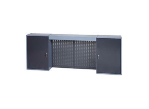 4005568944007 - Werkzeugschrank H600xB1600xT200mm hammerschlagsilber anthrazit 4 Lochrückwände 2 Türen