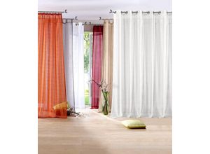 6944185437593 - Gardine MY HOME REGINA Gr 1 beige (creme) Gardinen 145cm Ösen 140cm Polyester Vorhang Fertiggardine 2-er Set transparent modern Struktur B140cm H145cm