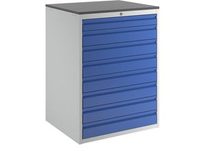 4040376927392 - Schubladenschrank mit Teleskopführungen Höhe 1030 mm Schubladen 1 x 90 7 x 120 mm lichtgrau   enzianblau Breite 770 mm