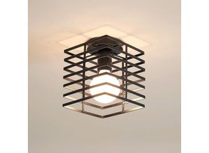 0788341954250 - Goeco - Vintage Deckenleuchte E27 Platz Metallkäfig Industrie Lampen Geeignet für Viele Anlässe Wie Wohnzimmer Esszimmer Flur Café Usw (Schwarz