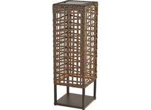 4255596670403 - Licht-erlebnisse - led Außenleuchte Solar Rattan IP44 warmweiß 2700 k 47 cm Braun eckig Tischleuchte außen 4255596670403 - Licht-erlebnisse - led Außenleuchte Solar Rattan IP44 warmweiß 2700 k 47 cm Braun eckig Tischleuchte außen