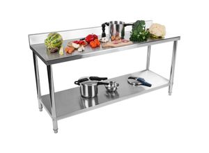 4250928691866 - Royal Catering - Arbeitstisch Aus Edelstahl Mit Aufkantung 180X60X85cm Gastro Küchentisch Tisch